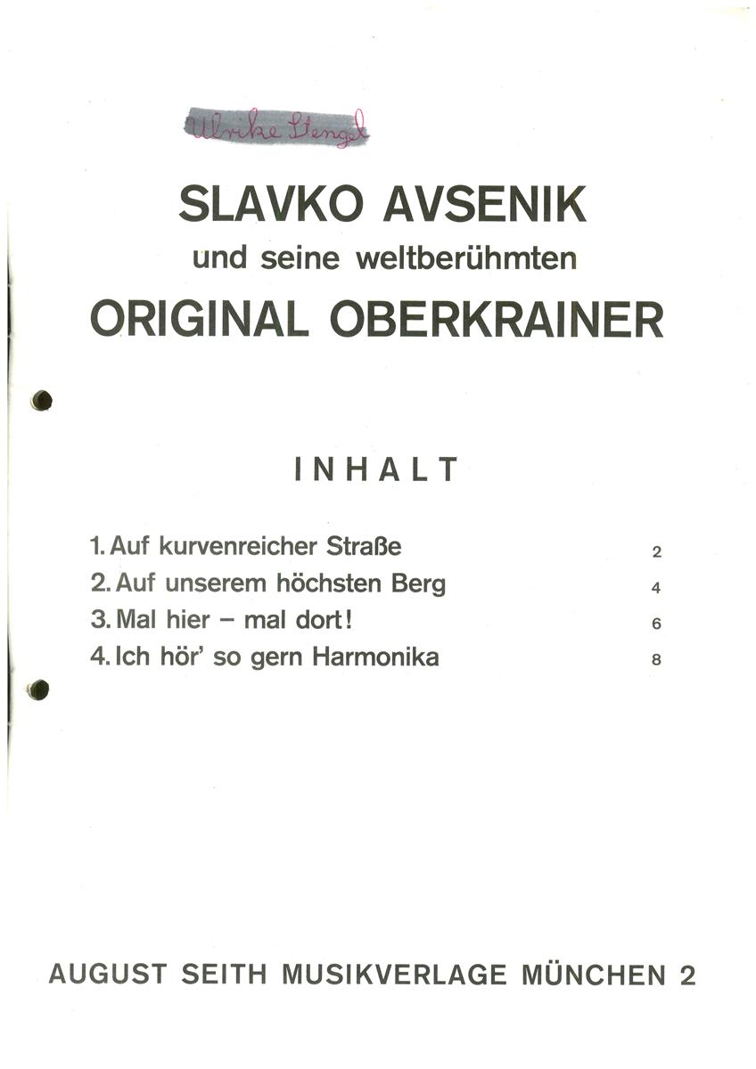 Avsenik Slavko Oberkrainer 84 - Antiquariat Avsenik Slavko Oberkrainer 84 - Antiquariat