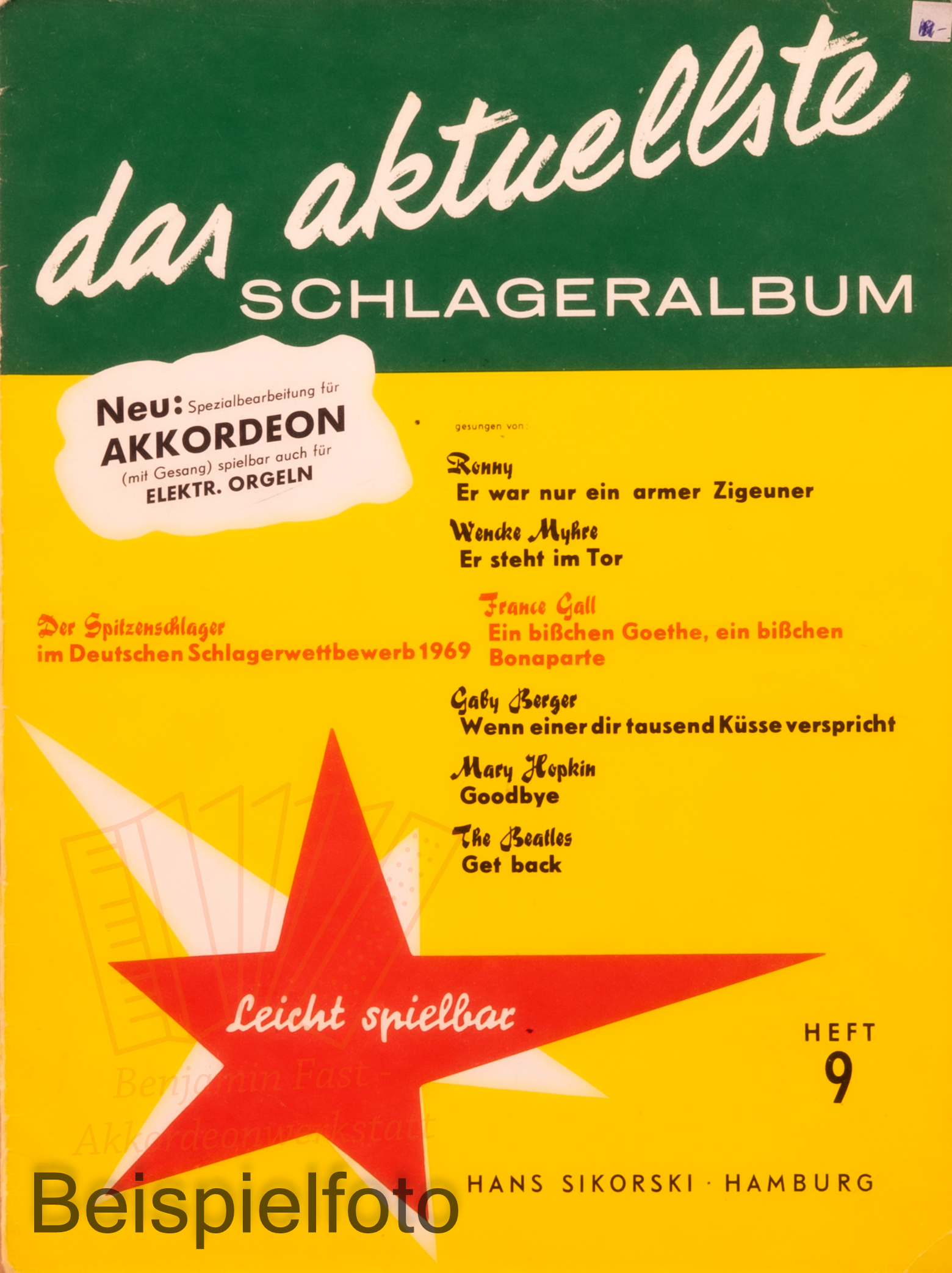 Das aktuellste Schlageralbum 9 Akkordeon Noten - Antiquariat