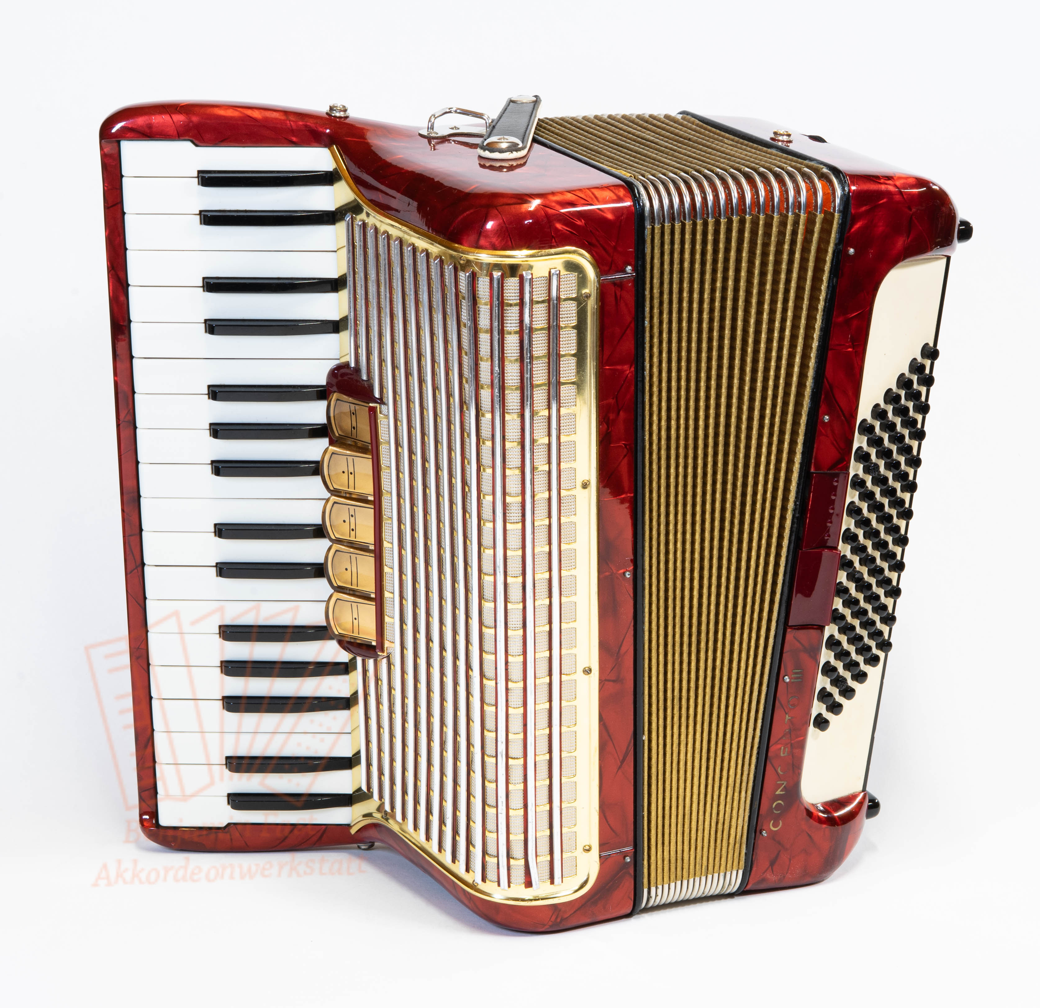 Akkordeon Hohner Concerto III  34/72/III/5/2 rot, gebraucht