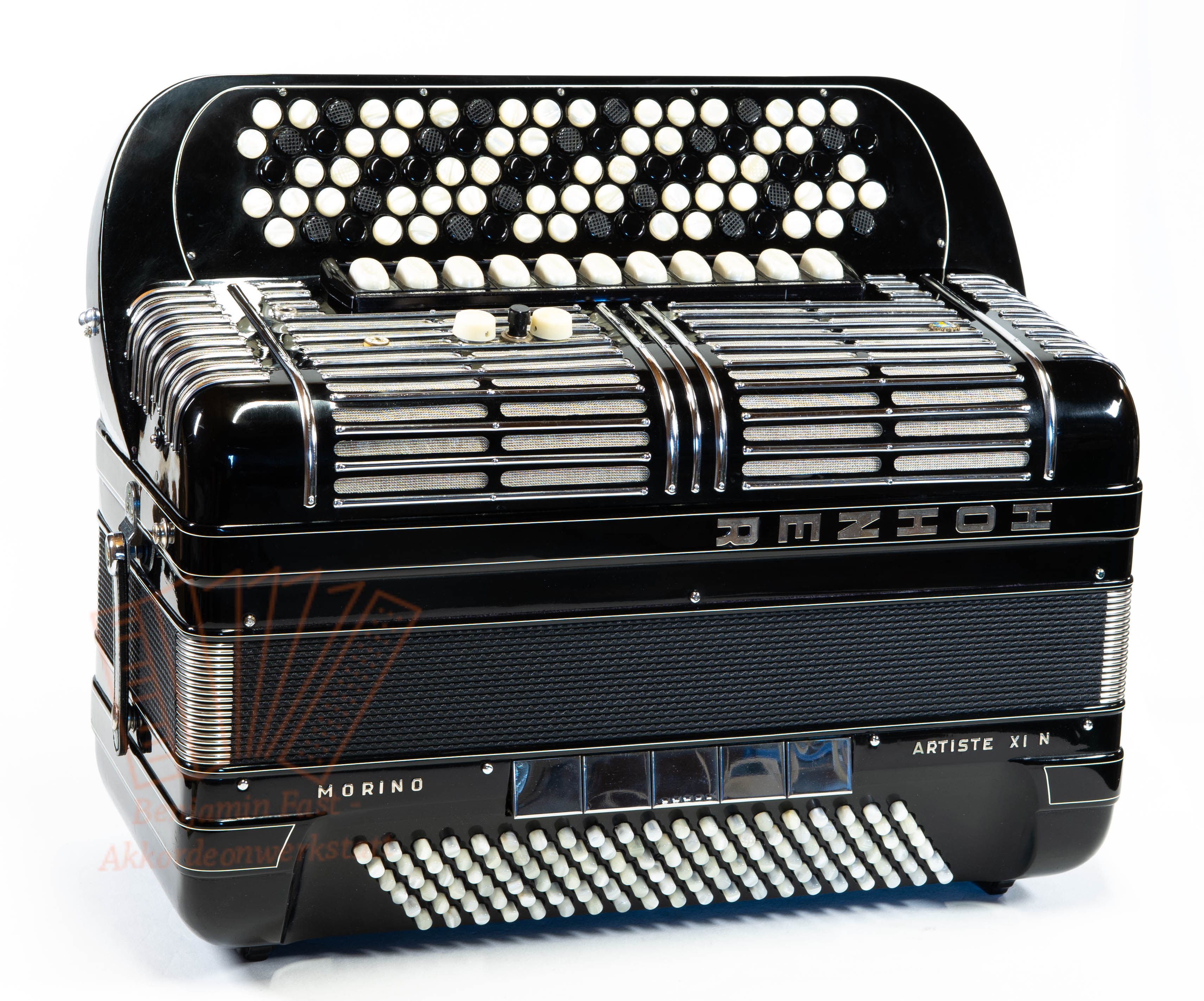 Knopfakkordeon Hohner Artiste XI N B-Griff flach, gebraucht