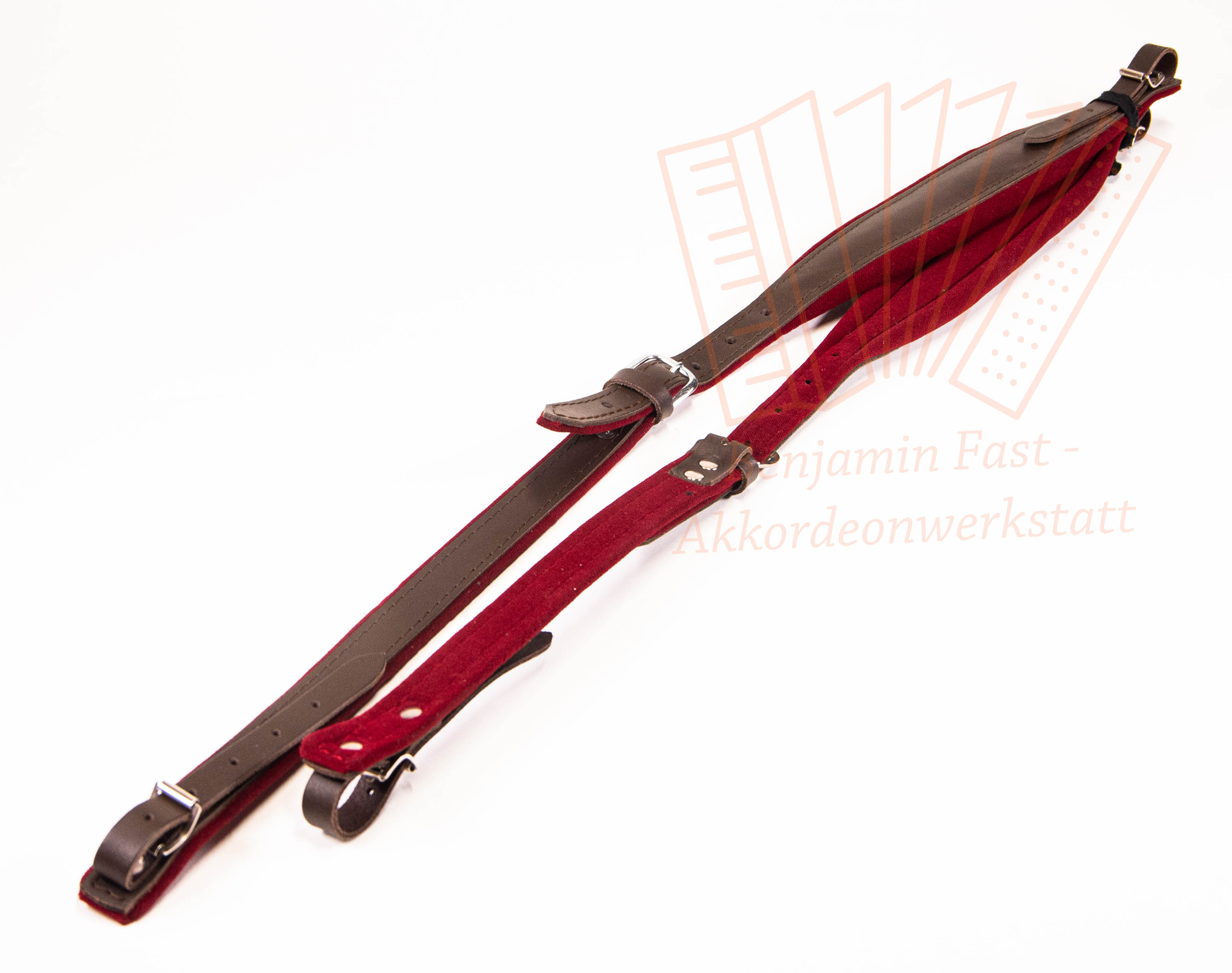Trageriemen Premium braun/rot Leder/Samt 120 Bass Trageriemen Premium braun/rot Leder/Samt 120 Bass