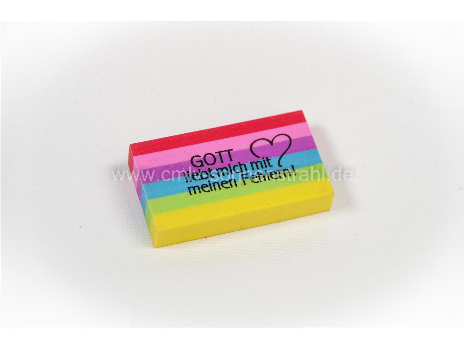 Radiergummi Regenbogen - Gott liebt mich... Radiergummi Regenbogen - Gott liebt mich...