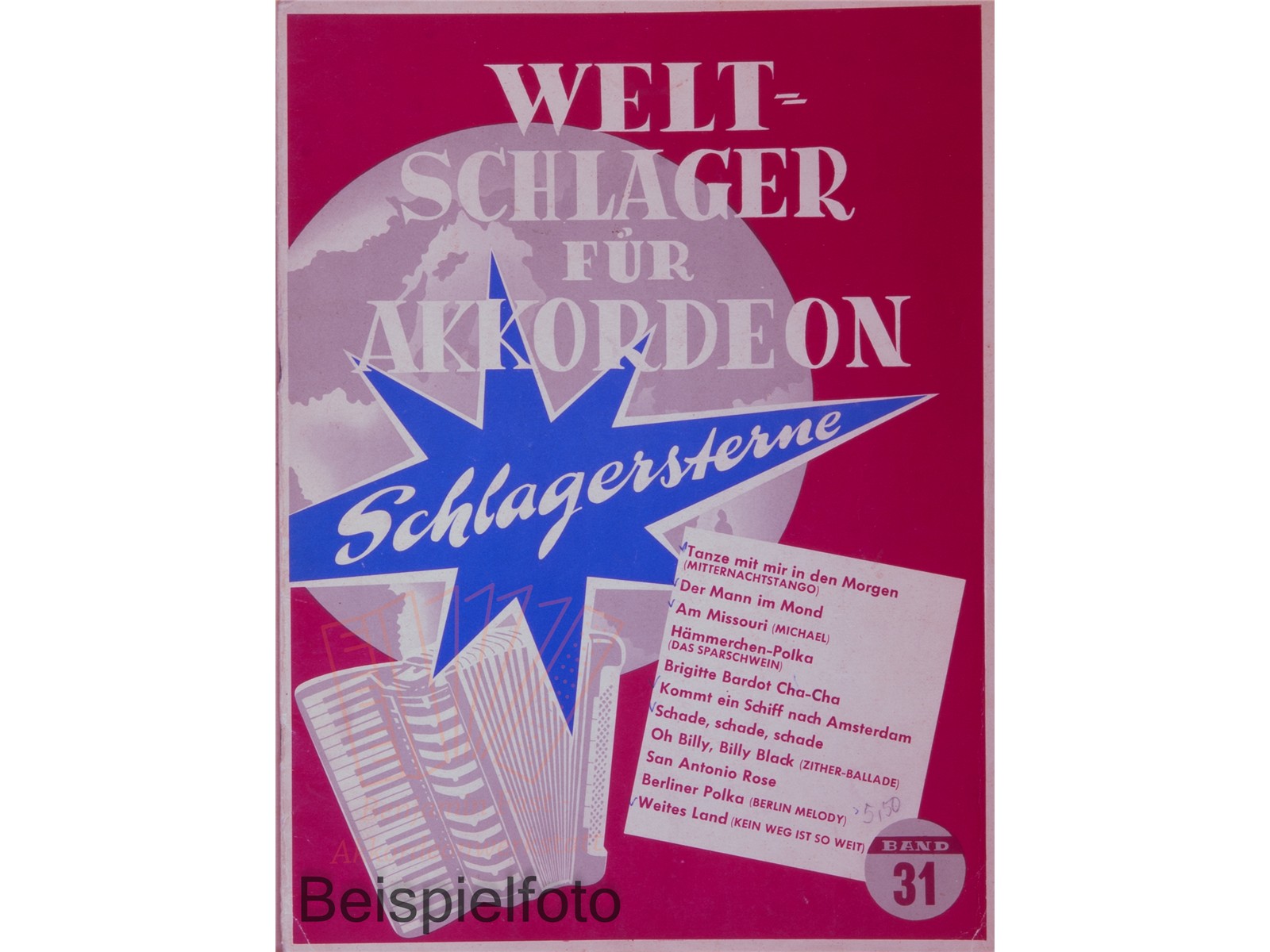 Weltschlager für Akkordeon. Schlagersterne 31 - Antiquariat Weltschlager für Akkordeon. Schlagersterne 31 - Antiquariat