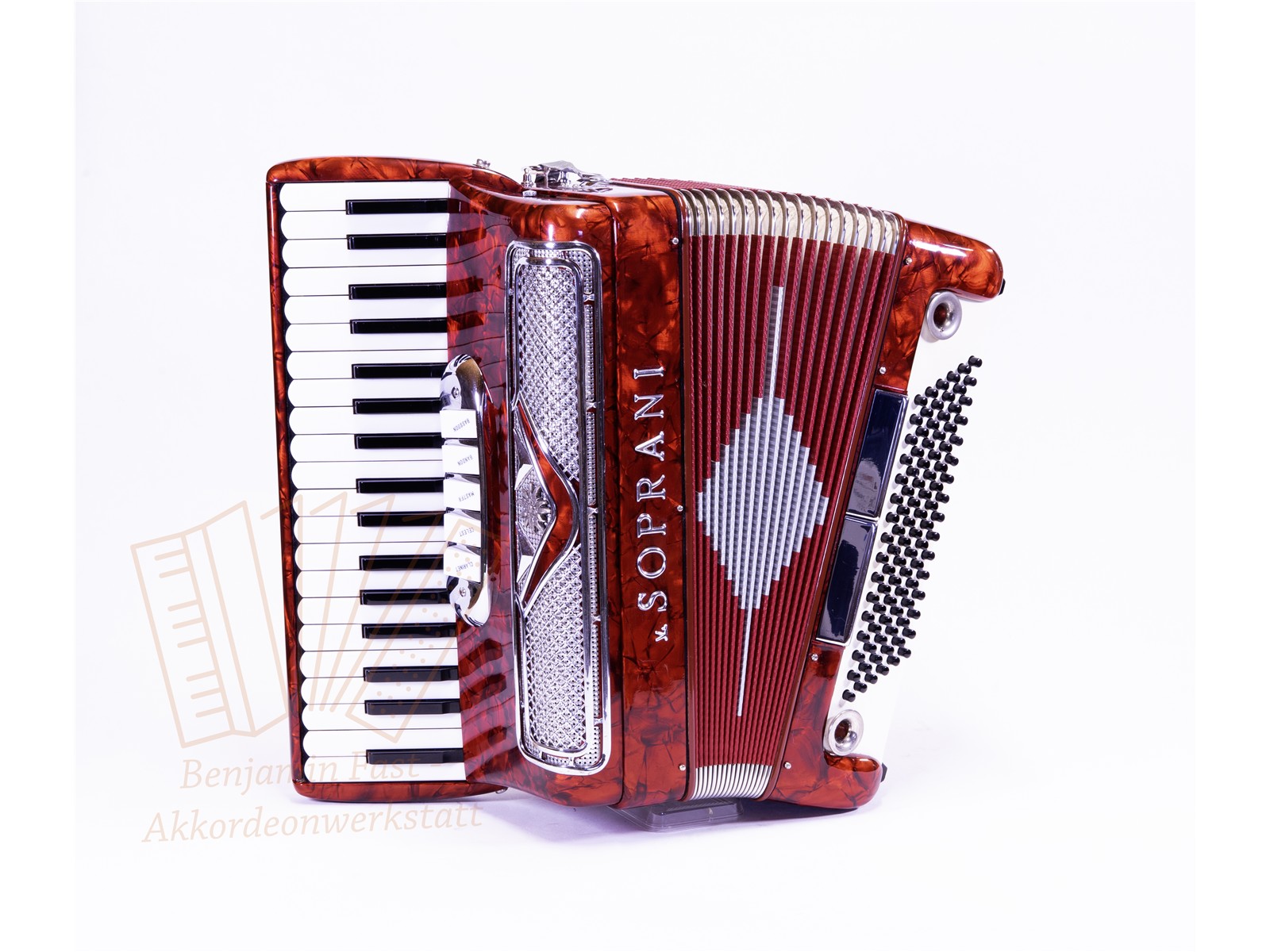 Akkordeon V. Soprani 96 Bass 37/96/III/5/3 rot - gebraucht