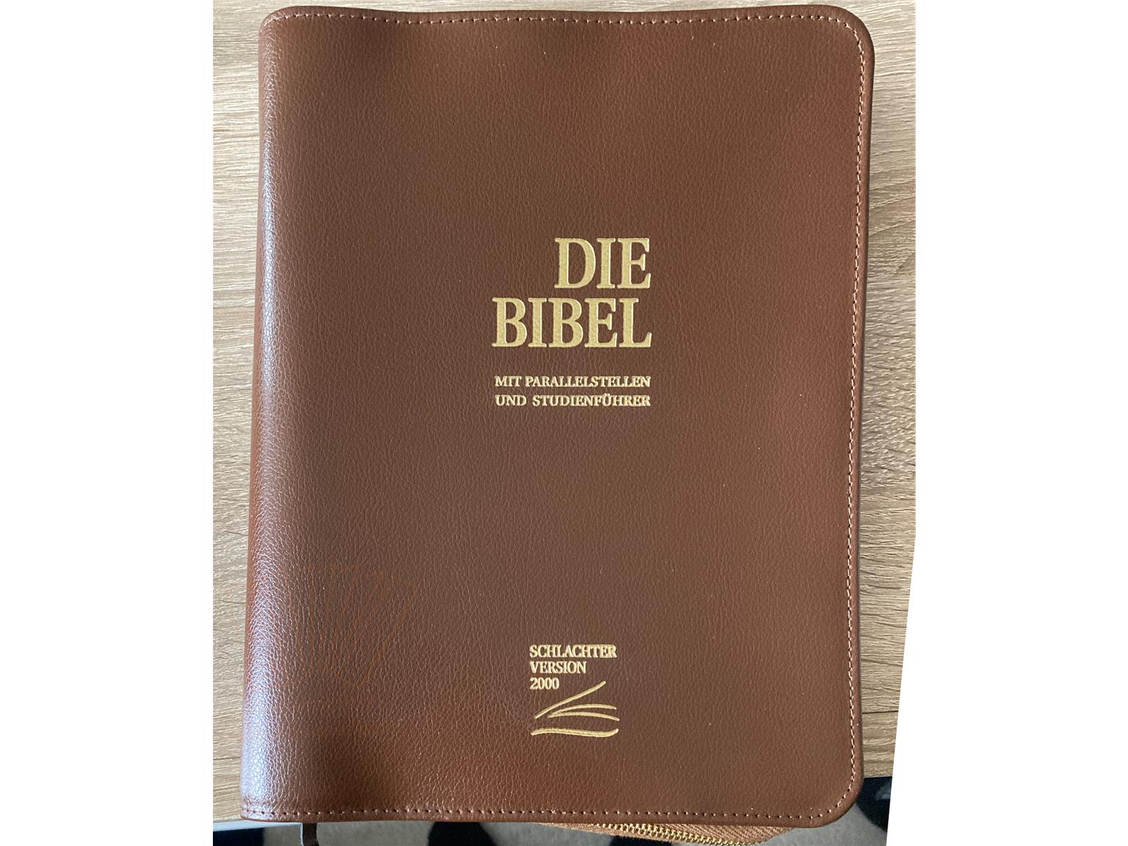 Bibelhülle Schlachter 2000 SA Rindleder braun mit Prägung Bibelhülle Schlachter 2000 SA Rindleder braun mit Prägung