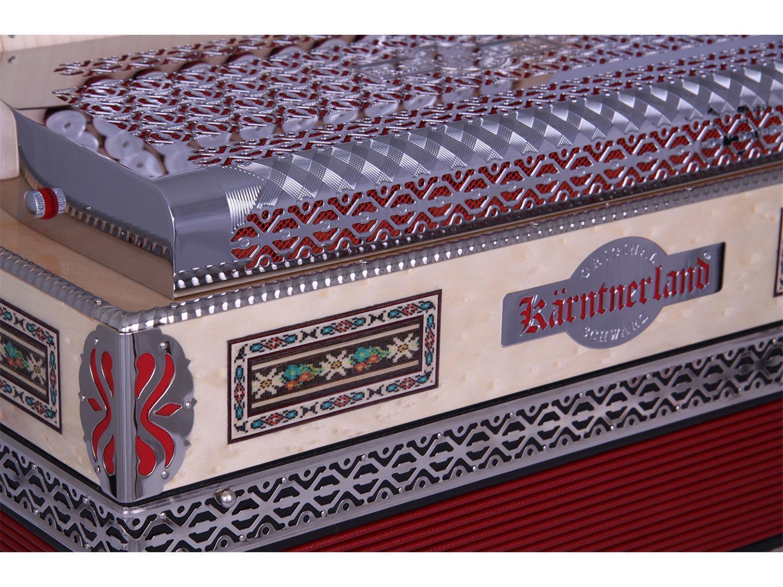 Steirische Harmonika Kärntnerland (Silber) Waldheimat rot C/F/Bb/Eb