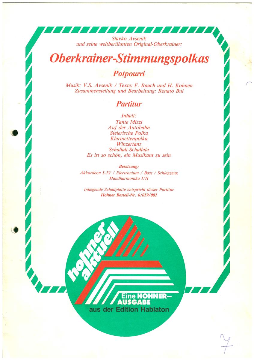Oberkrainer Stimmungspolkas Akk-Orch. Partitur - Antiquariat Oberkrainer Stimmungspolkas Akk-Orch. Partitur - Antiquariat