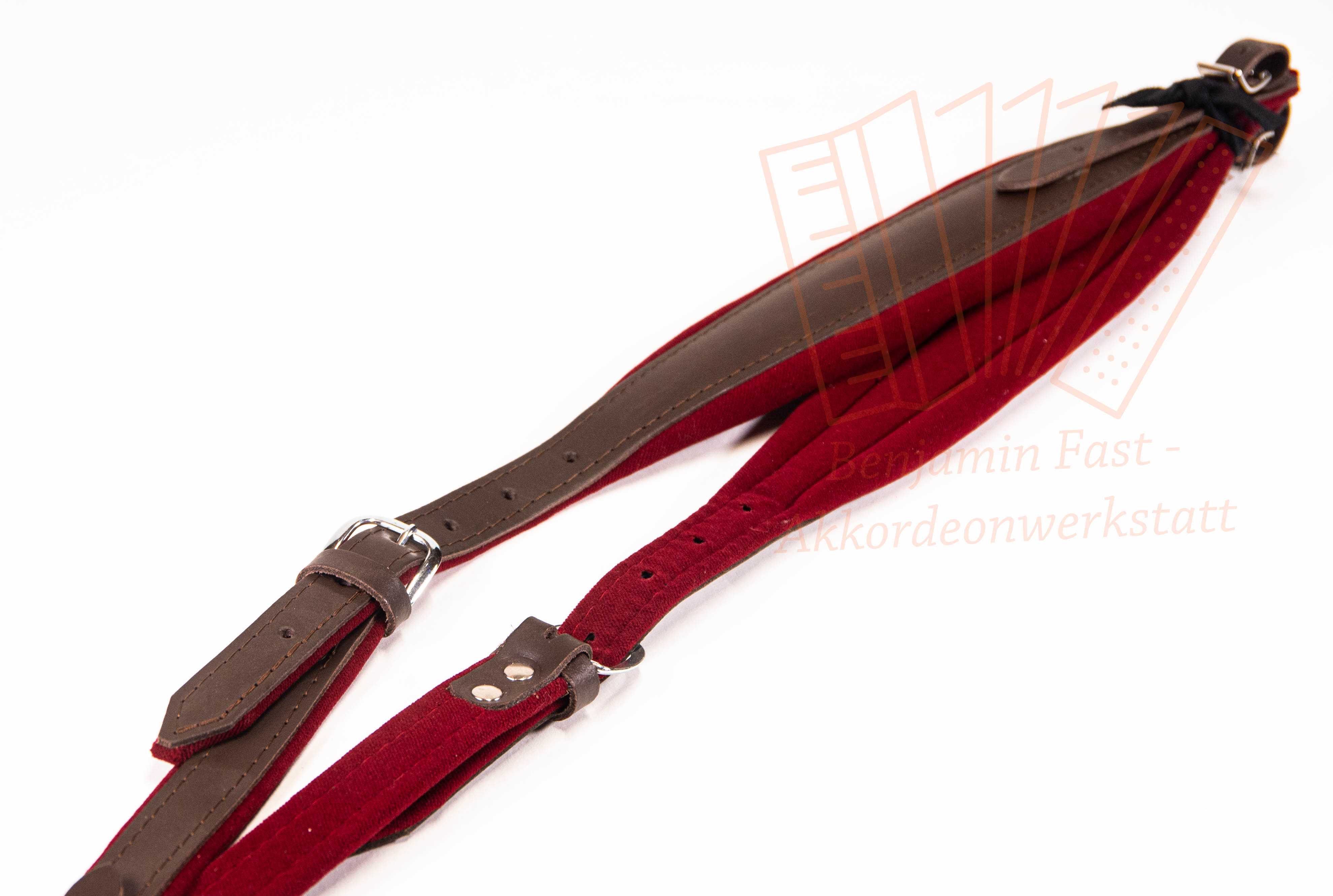 Trageriemen Premium braun/rot Leder/Samt 120 Bass Trageriemen Premium braun/rot Leder/Samt 120 Bass