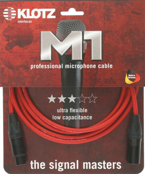 Kabel Mikrofon XLR 3m Klotz M1 rot