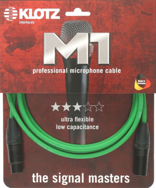 Mikrofonkabel grün 3m Neutrik M1