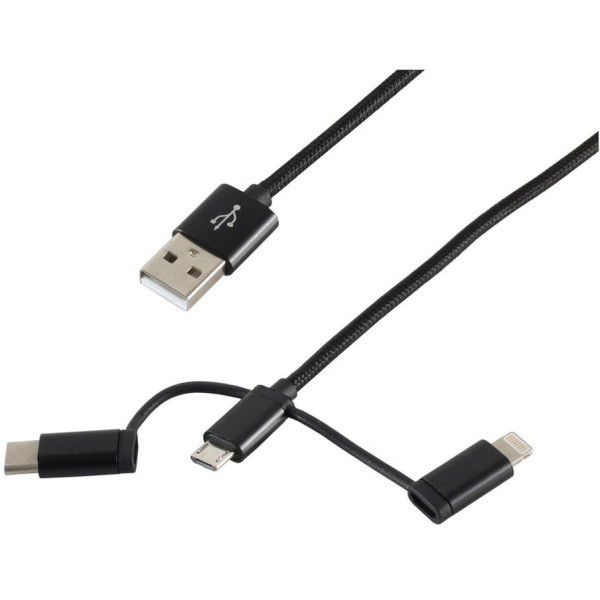 Kabel 3in1->USB_A Innovation IT 1,0m | Micro C, Lighting, Micro B; nylon